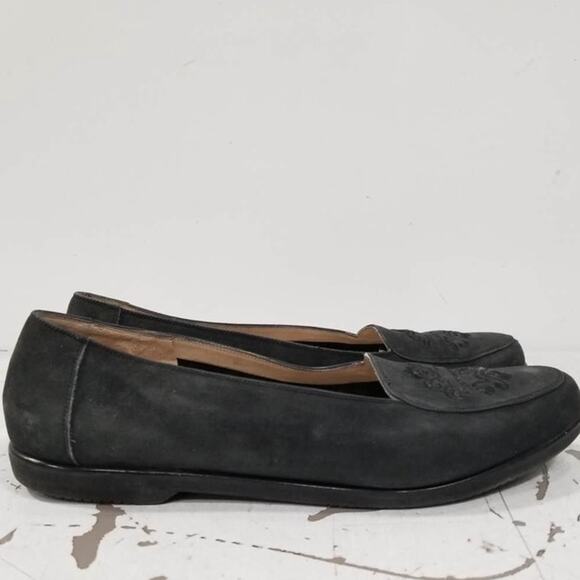 Salvatore Ferragamo Leather Suede Embroidered Flats Size 8 - Picture 2 of 6